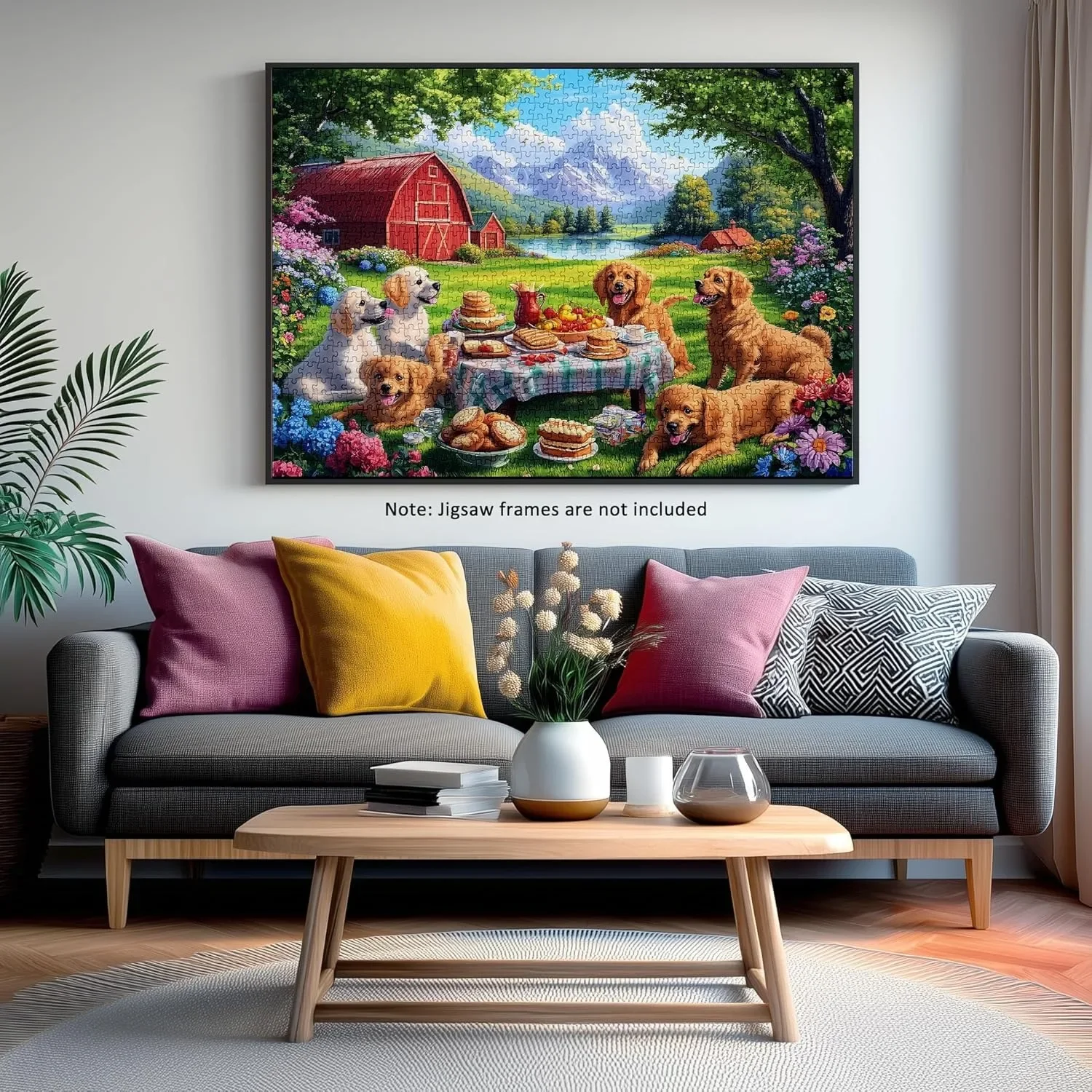 Adulto o filhote de cachorro piquenique festa quebra-cabeça 120/300/500/1000 peças alívio do estresse entretenimento brinquedos quebra-cabeças de madeira presente