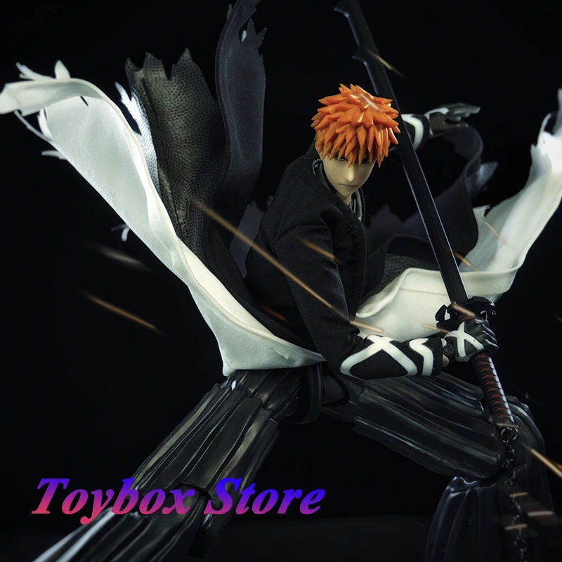 1/12 Kurosaki Ichigo Anime Boy Mini Cloth Windbreaker Coat Ripped Downside Design Clothes Accessory For 6