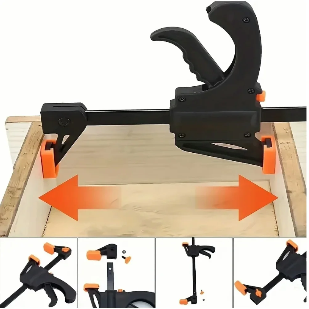 4 Inch F Type Woodworking Clamp Heavy Duty Woodworking Clip Ratchet Release Portable Practical Convenient Durable DIY Hand Tool