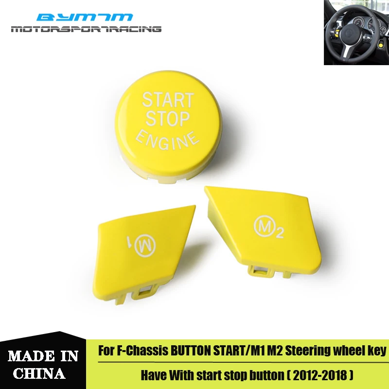 Car Steering Wheel Yellow M1 M2 Switch Button Cover Trim Start stop button For BMW X1 M 2 3 4 5 6