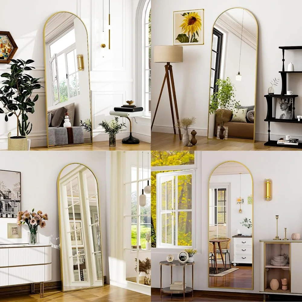 مرآة بإطار من الألومنيوم كاملة الطول مثبتة على الحائط للحمام وغرفة المعيشة، مثالية لديكور المنزل وعاكس كامل الجسم