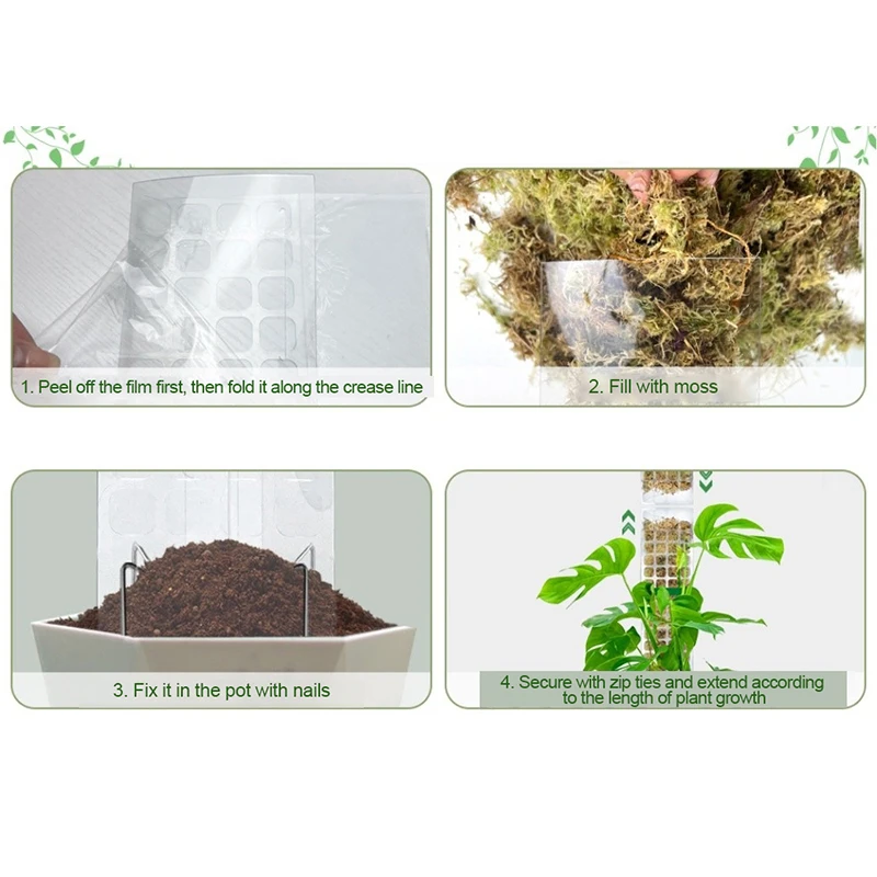 2/4/6Pcs Climbing Plant Water Moss Column Indoor Moss Pole Plants Plastic Pole For Sphagnum Support Potted Plants Sticks Creeper