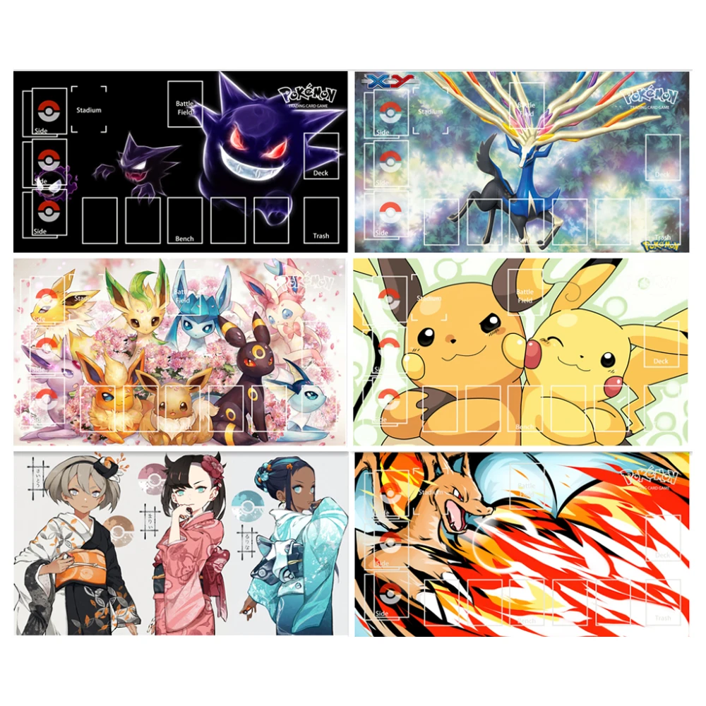 60*35cm 24 Models PTCG Dedicated GAME Card Mat Battle Against Acerola Gengar Charizard Sylveon Gift Toy Anime Table Mat