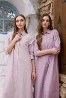 AS  SS26 Pinstripe shirt maxi dress  casual style 100% cotton woman clothes