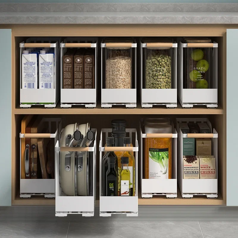 

Household Narrow Steel Cabinet Organizers Pull-out Rack for Bathroom Accessories Kitchen Under Sink Sliding Spice Storage Shelf