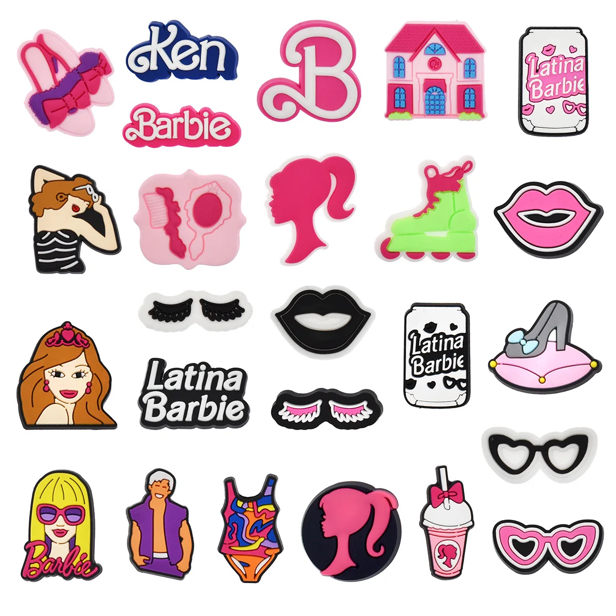 Kawaii Anime 10Pcs Barbie Small Diy Jewelry Accessories Pvc Soft Glue Flat Patch Mobile Phone Case Decoration Kids Toy Gifts