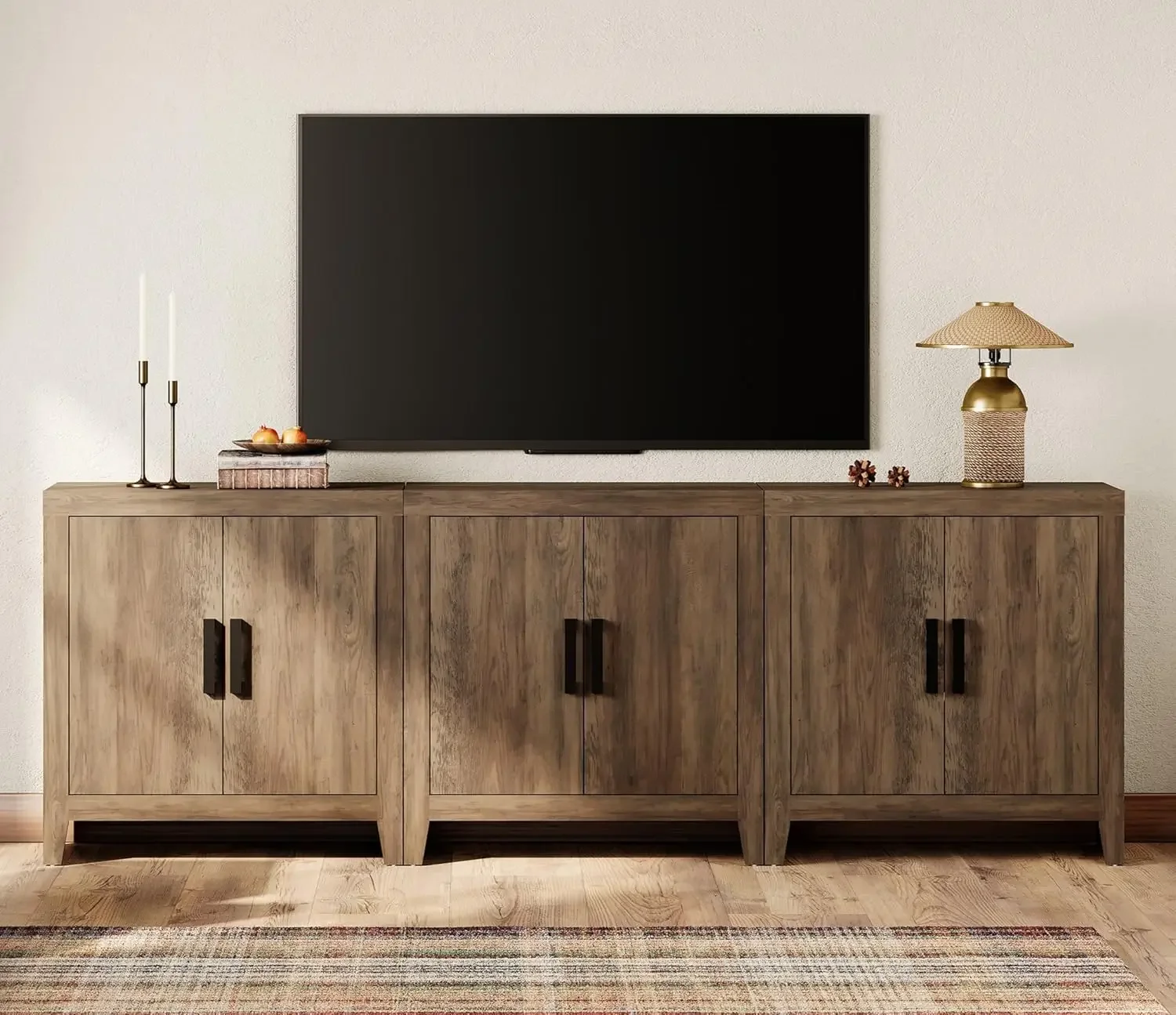 

Farmhouse Tv Stand For Tvs Up To 85 Inch Rustic Wood Entertainment Center Media Console Six Storage Doors Accent Cabinet Living