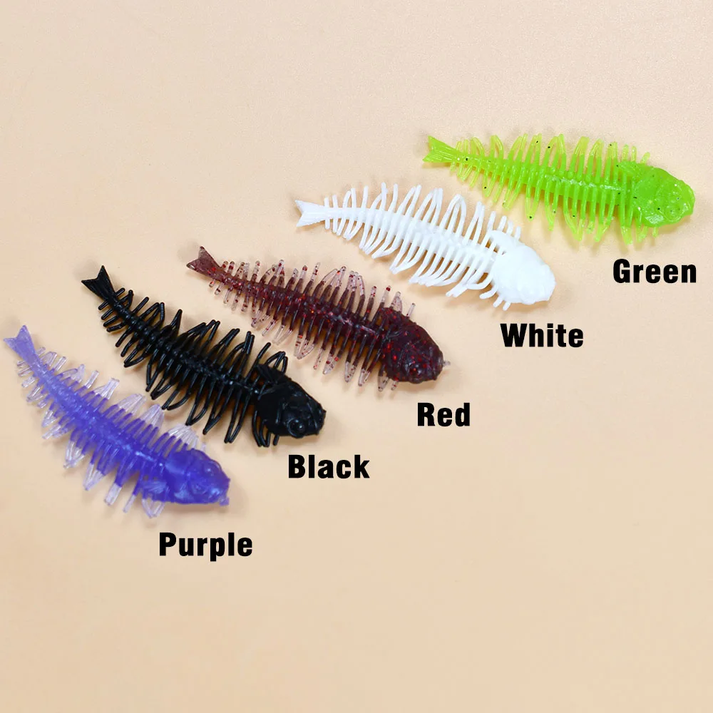 10 قطعة عظم السمك Pesca مرونة عالية الحيوية سيليكون لينة شاد الصيد إغراء Wobblers تهزهز دودة سويم ل الكارب باس بايك