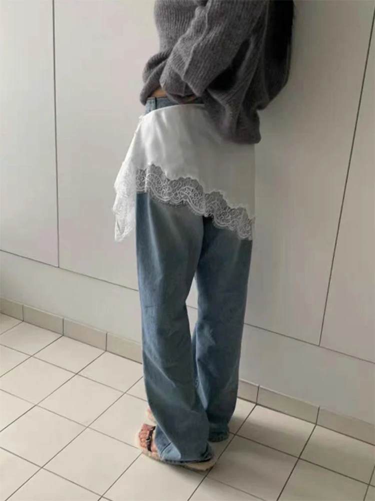 White Satin Lace  Pleated Skirt High Waist A-Line Casual Style City Commute Standard Fit Spring Collection Ladies' Skirt
