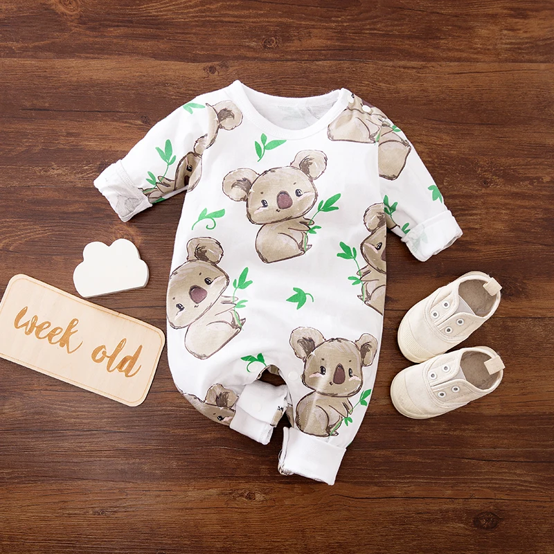 Cute cartoon animal-Koala print clothing cotton baby clothing spring and fall 0-18M baby one-piece long-sleeved newborn romper