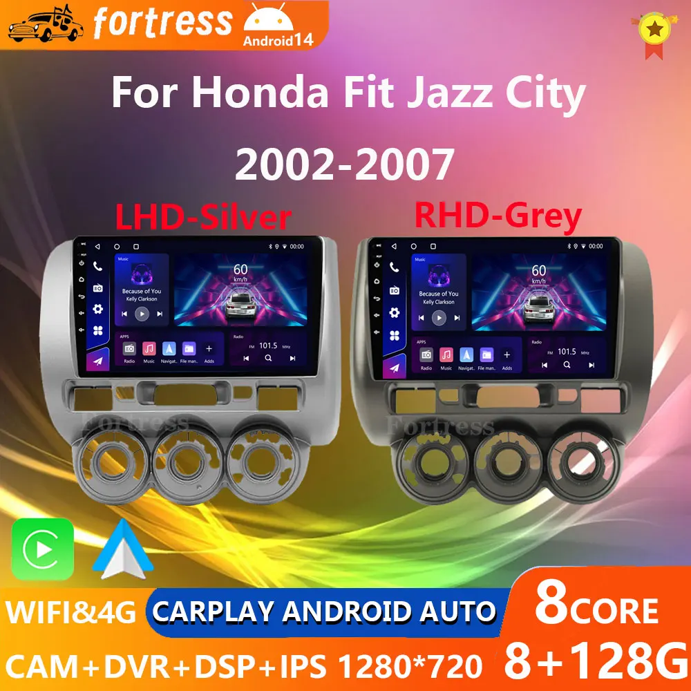 

2 Din Android 14 Car Radio For Honda Fit Jazz City 2002-2007 Multimedia Video Player Navigation GPS 4G Carplay Auto Stereo RDS