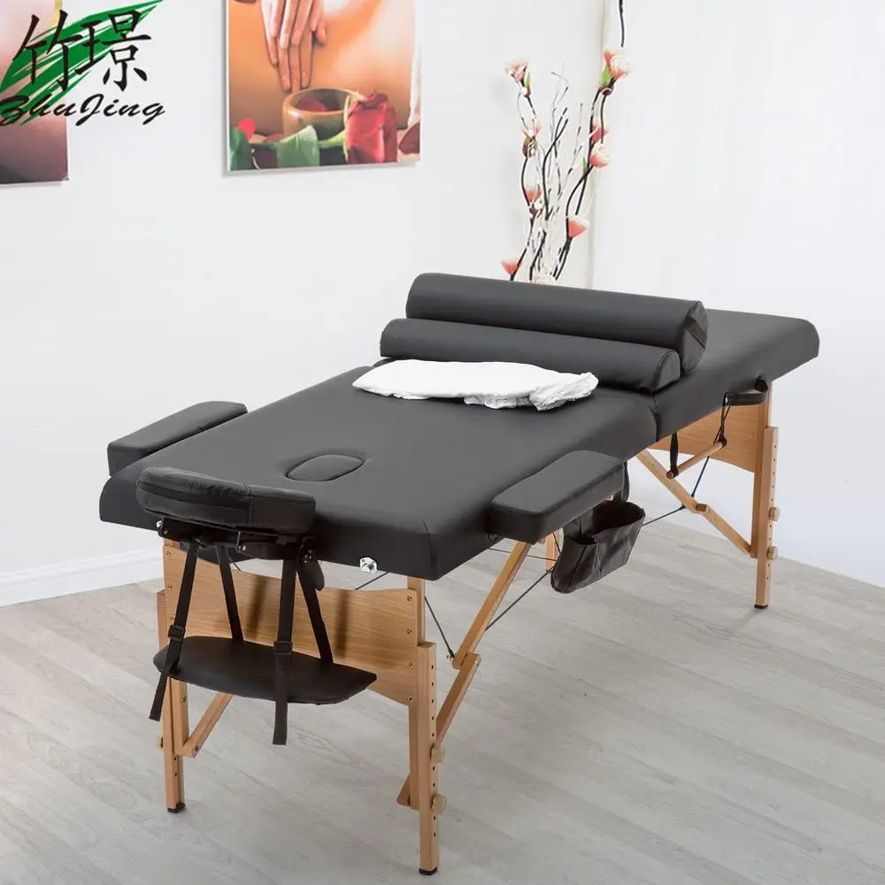 Massage Bed Portable Massage Table 28 inch Wide Lash Bed 2 olding Height Adjustable Spa Table with Towel Hanger Oil Pouch Hal Bo