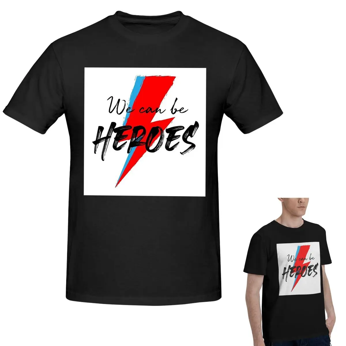 

100% Cotton We Can Be Heroes Bowie T-Shirt Men's Funny Oversized T Shirt Men O-Neck Summer Shirts Tops S-6XL