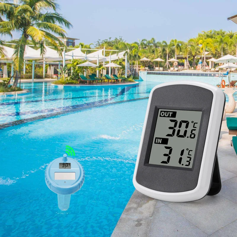 Electronic digital display floating swimming pool thermometer