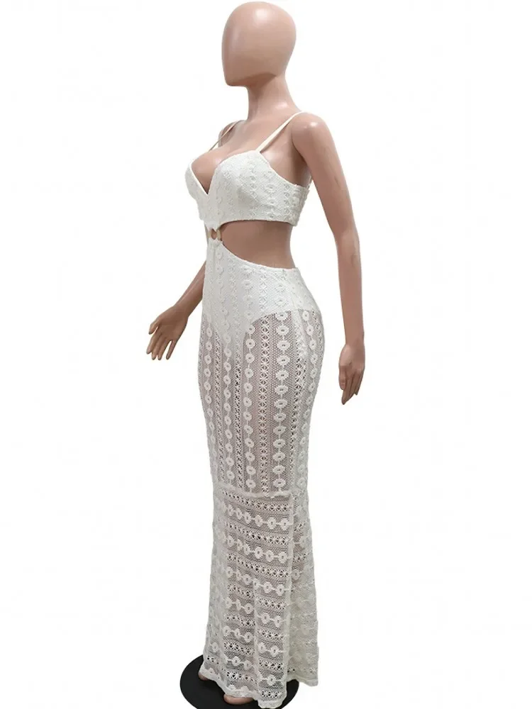 Summer Cover Ups Women Swimsuit Spaghetti Strap Sleeveless Robes Bathing Suit 2025 New Print Beach Holiday Maxi Dresses Cover-Up