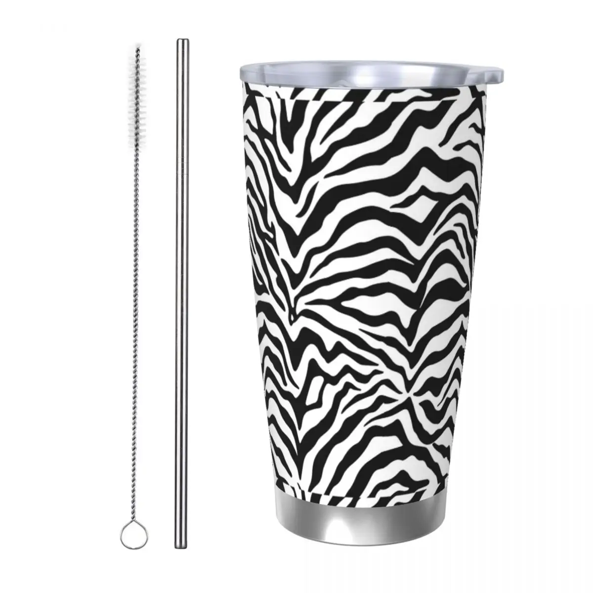Zebra Print Stainless Steel Tumbler Vacuum Insulated Mugs Thermal Cold Bottle Straw With Lid 20oz