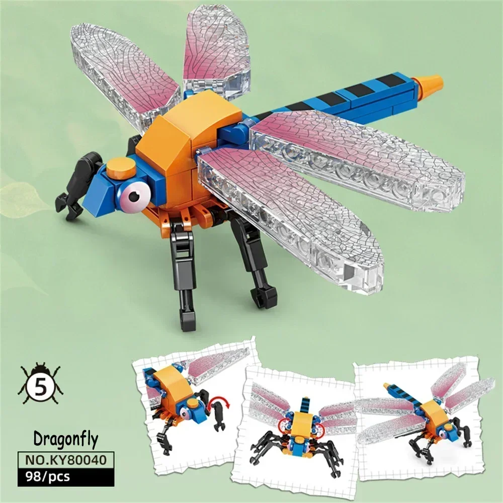 Modelo de insecto colorido, juguetes de bloques de construcción, fácil montaje, aumenta la coordinación mano-ojo, regalo educativo perfecto de cumpleaños para niños