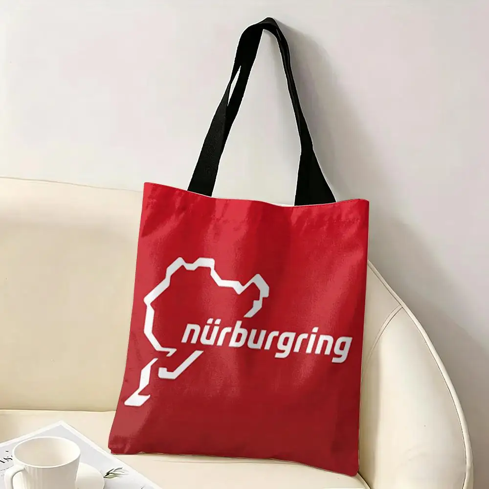 Nurburgring Sport Car Track Storage Bags Canvas Double-Sided Print Tote Bag Large Capacity Shoulder Fashion Shopping Handbag