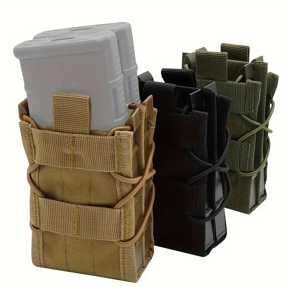 Outdoor Tactical Double-Layer Tiger-Style Rifle Magazine Webbing MOLLE Quick-Release Quick-Draw Holster Accessory Bag CS