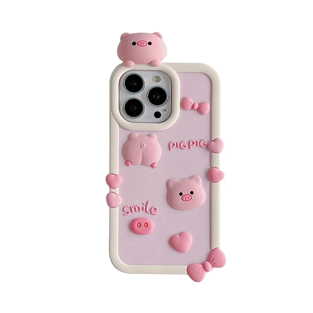 Für iPhone 16 15 14 13 12 Pro X XS Max XR 8 7 6 6S Plus SE Niedliche Rosa Schweinchen-Hülle Weiche Silikon-Abdeckung – Detail 1