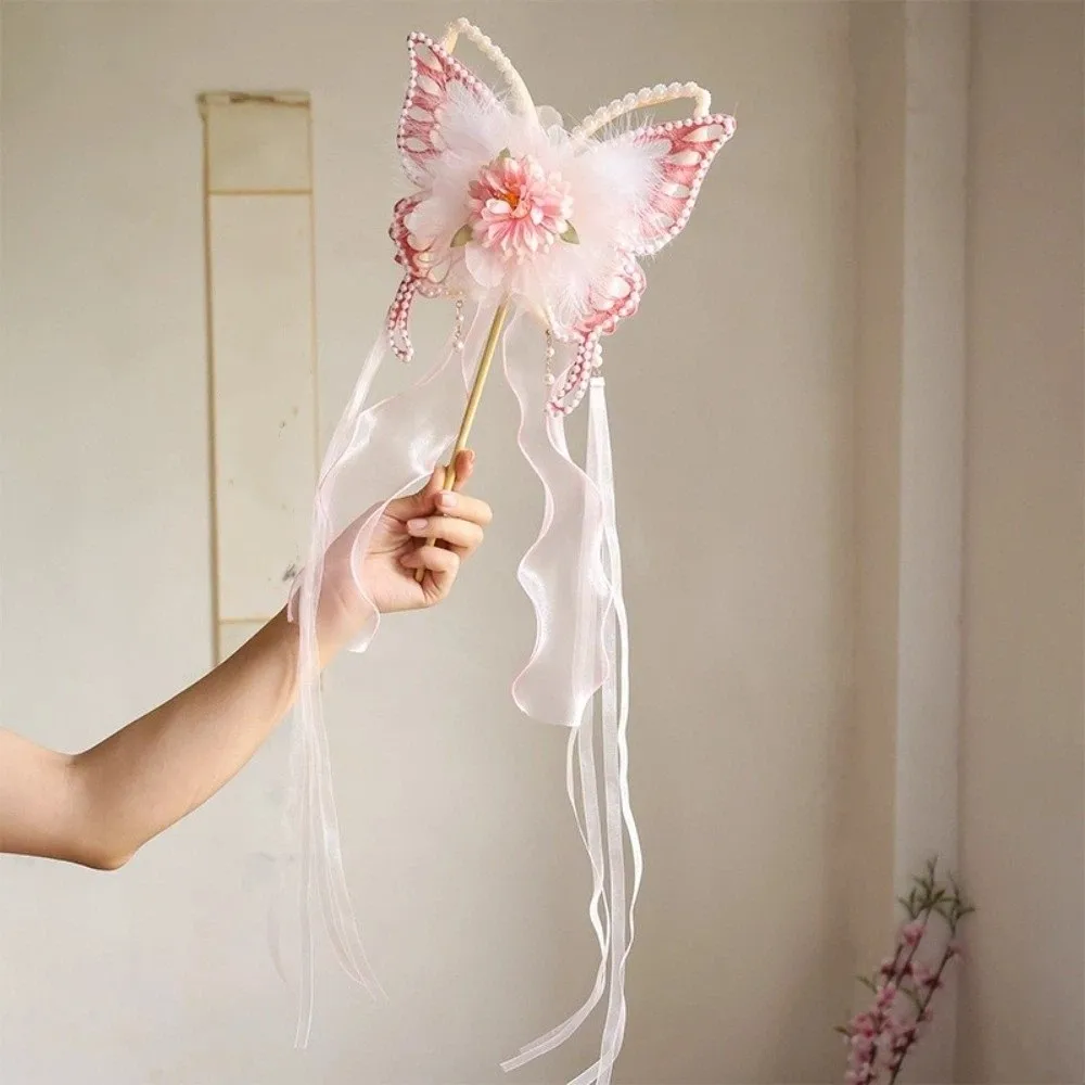 Dance Fan Chinese Style Retro Butterfly Fan Traditional Fluffy Silk Flower Fan Decorative Ancient Handheld Fan Summer Dance