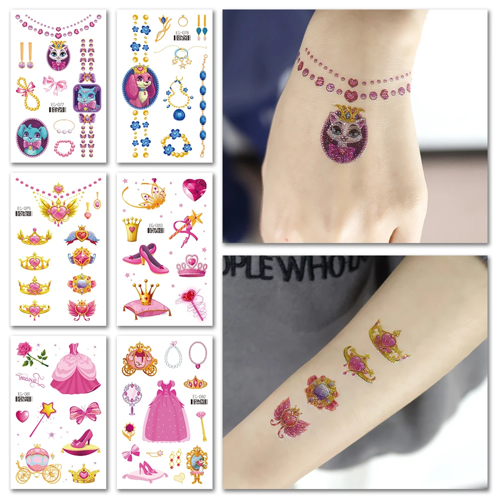 Милые-мультяшные-украшения-принцессы-блестящие-водонепроницаемые-временные-татуировки-наклейки-переносные-воды-поддельные-татуировки-фестивали-товары-для-макияжа