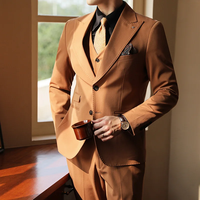 

Advanced Sense Wedding Groom (suit + Vest + Trousers) Stylish and Handsome Wedding Suit Hip Lapel Collar Suit Three-piece Set