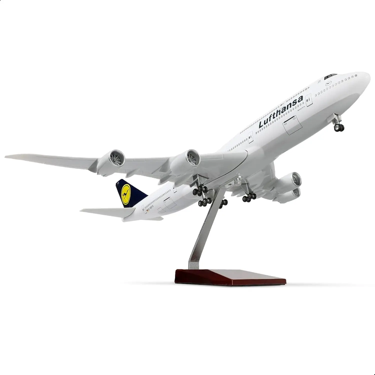 1/160 Large Scale Lufthansa B747 Diecast Rrsin Airplane Model with Stand for Aviation Enthusiasts Gifts or Display Decorations