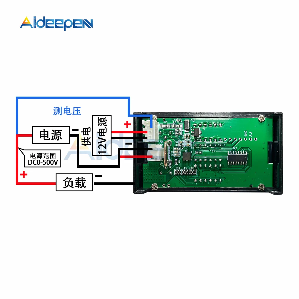 LCD Digital Voltmeter Ammeter Wattmeter Voltage Current Power Meter Volt Detector Tester Monitor 12V 24V 48V DC 0-500V 10A 5000W