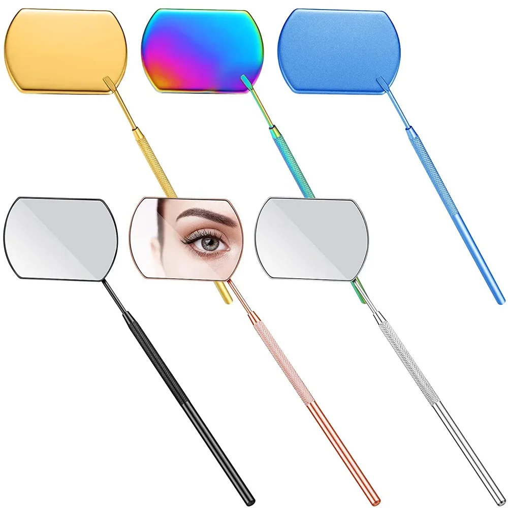 1pcs Multi Colors Stainless Steel Multifunction Checking Oval Lash Mirror Eyelashes Extension Beauty Makeup Portable Mirror Tool