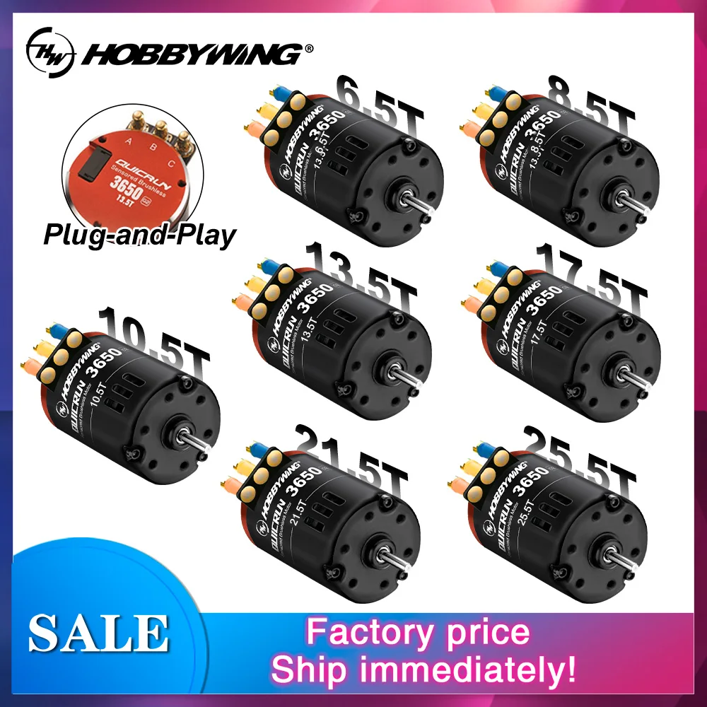 

Hobbywing 3650 Brushless Motor Sensored 3.17mm Shaft Plug-and-Play For RC 1/10 1/12 Car