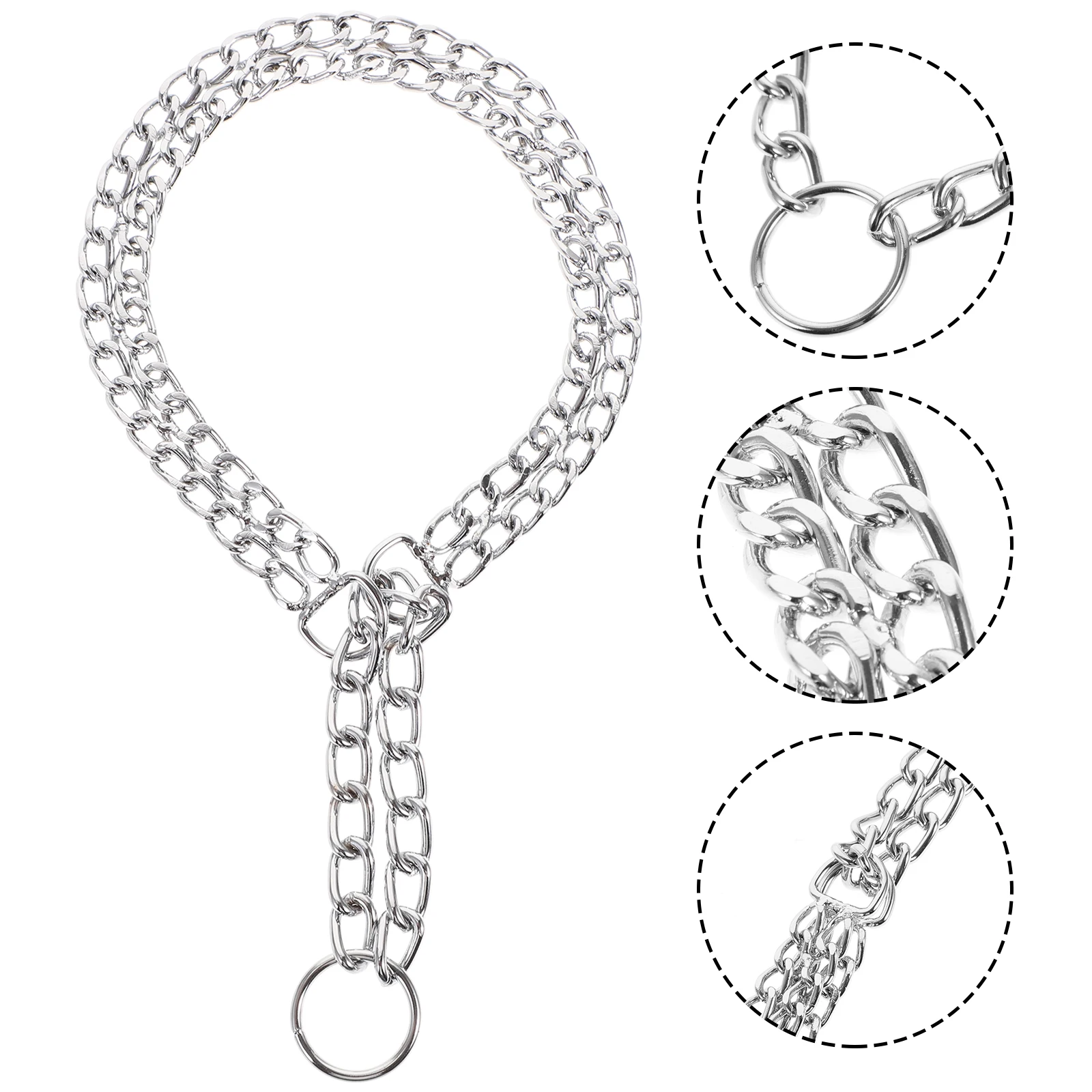 

Metal Chain Dog Training Double Row Plated Silver Durable Adjustable 2.0mm X 50cm