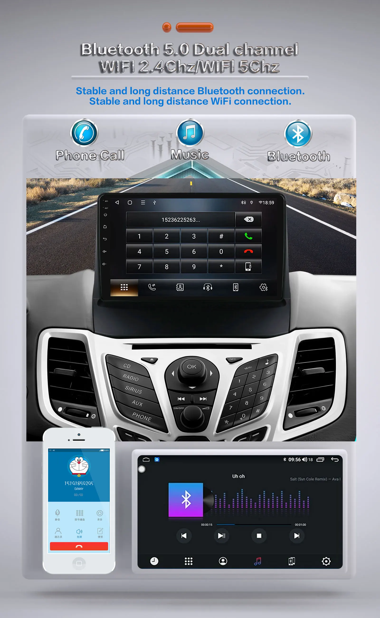 راديو السيارة أندرويد 15 لفورد Ecosport 2013-2017 الملاحة مشغل وسائط متعددة ستيريو نظام تحديد المواقع واي فاي 4G DSP Carplay أندرويد أجهزة الراديو السيارات