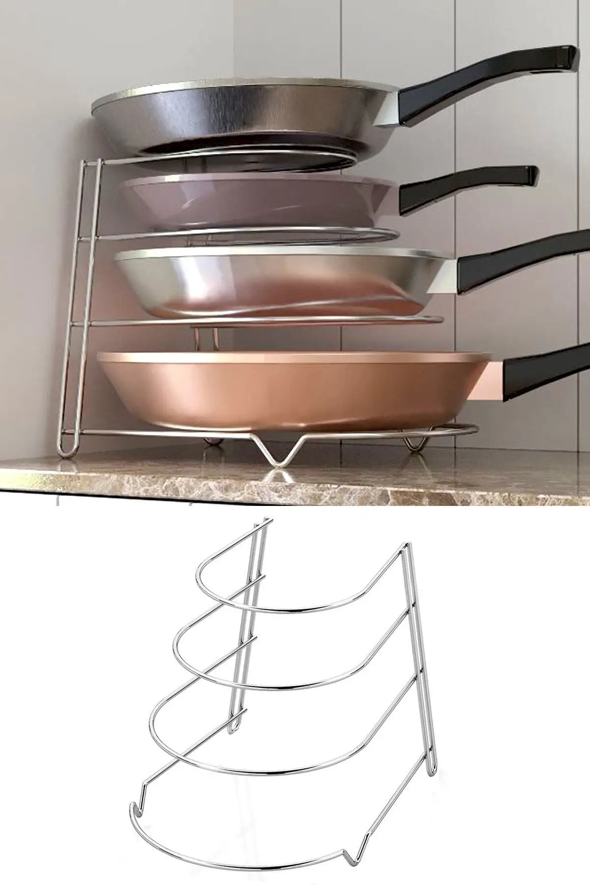Cookware and Pan 4 Floor Organizer Cabinet Kitchen Holder Pan Cookware Cover Organizer Rack 10 Dividers Kitchen Accessories Set