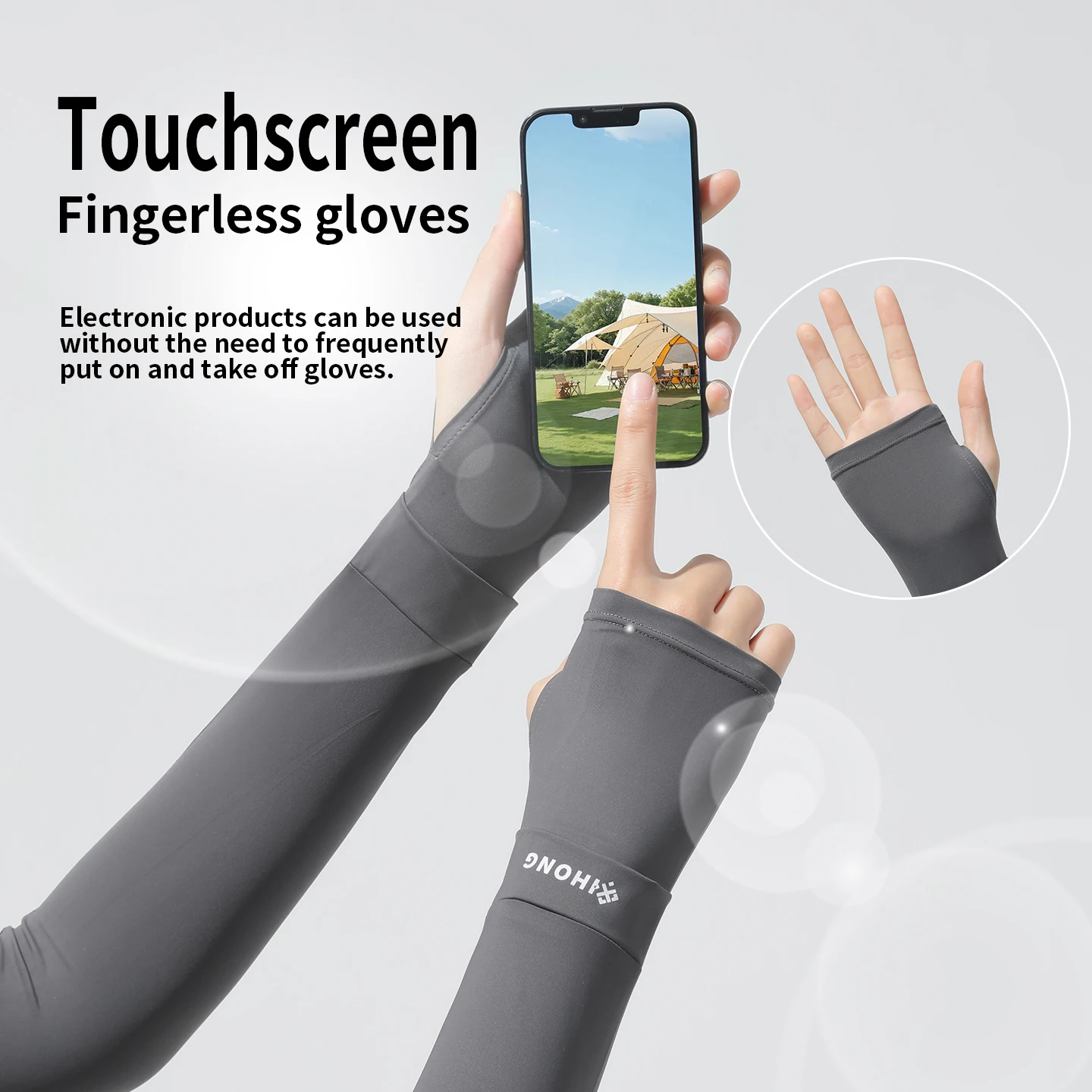 Summer women's sun protection sleeves, long-arm sleeves with thumb holes, ice sleeves, suitable for outdoor sports and cycling view 4
