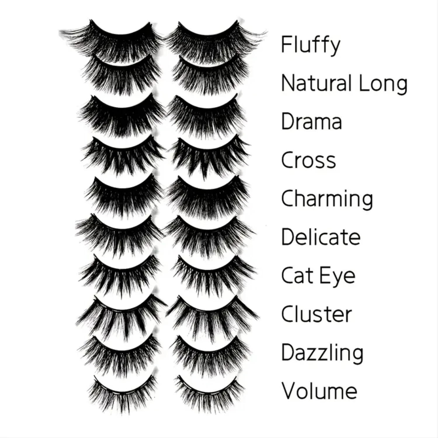 Cils magnétiques 3D en faux vison moelleux et doux - Lot de 10 paires avec eye-liner magnétique et pince à épiler pour un œil de chat naturellement audacieux. Cr