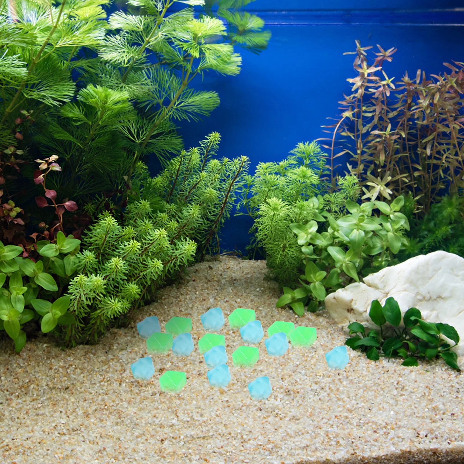 

300 pcs Glow Pebbles Blue Green Aquarium Decor Aquarium Pebble Decor Fish Tank Stones L naments Pet
