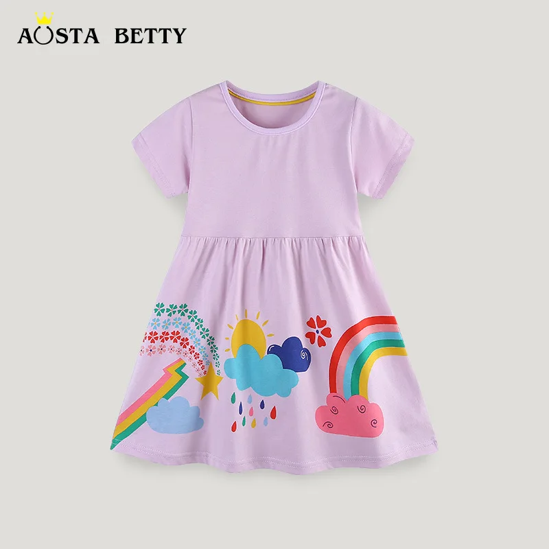 

Girls' dress with fashionable cartoon print, princess dress for girls26New Summer Children's Dress