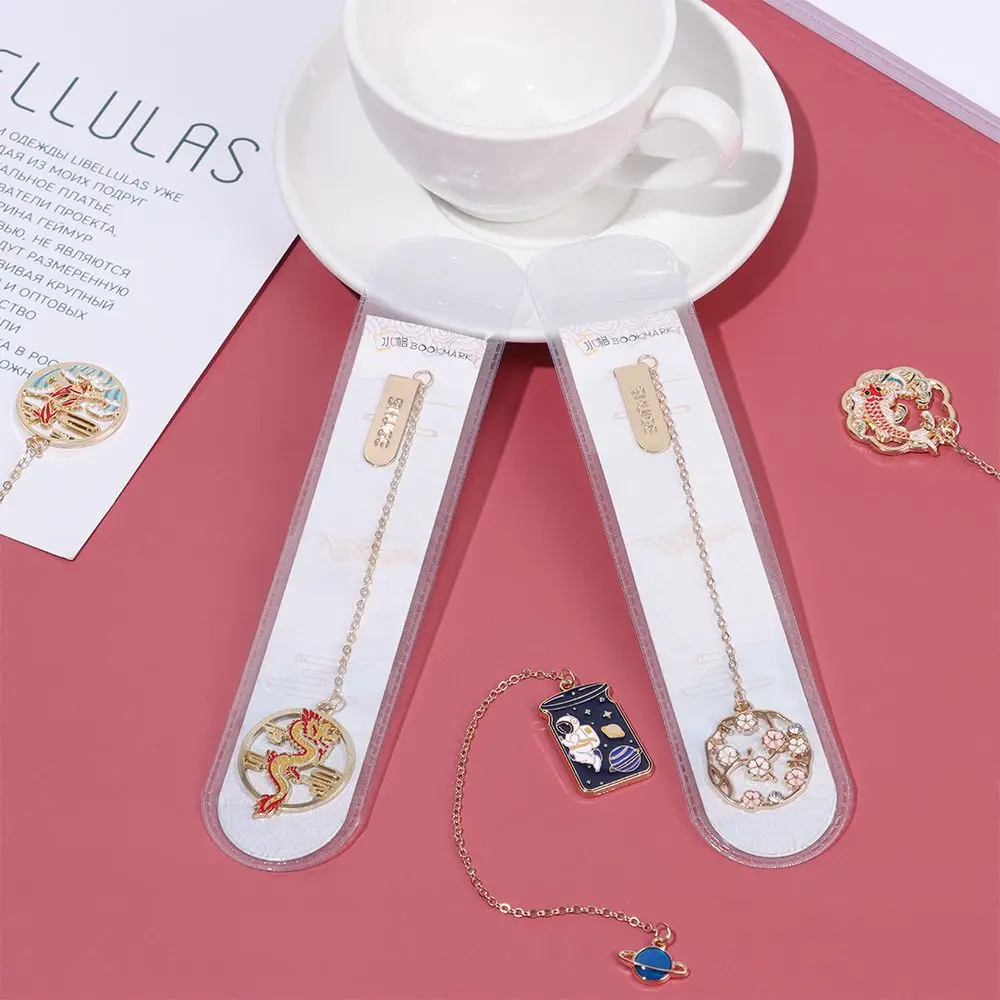 Chinese Style Retro Metal Tassel Red-crowned Crane Pendant Pagination Mark Book Clip Bookmark Personality