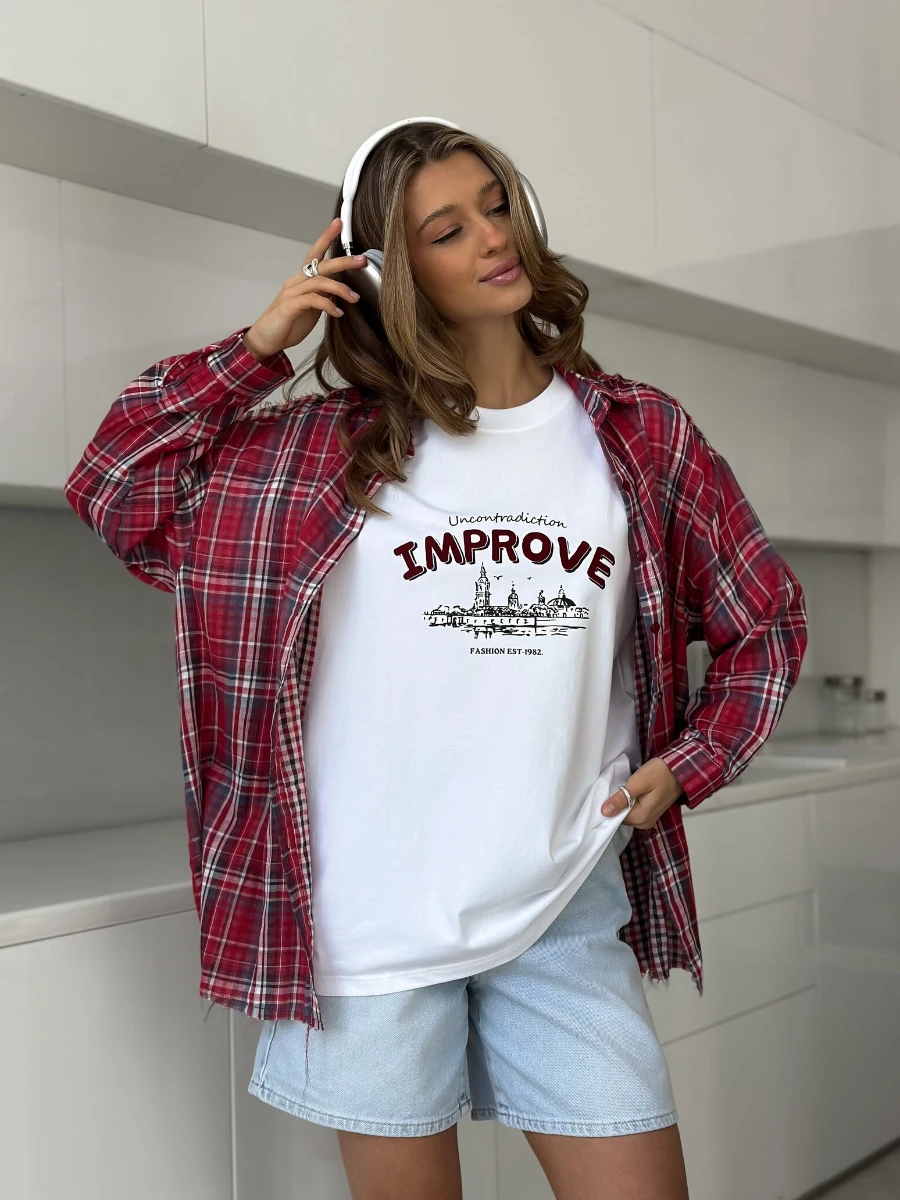 Sumuyoo 100% القطن المرأة عادية تي شيرت مطبوع المألوف قصيرة الأكمام الطباعة تي شيرت الهيب هوب فضفاض #6