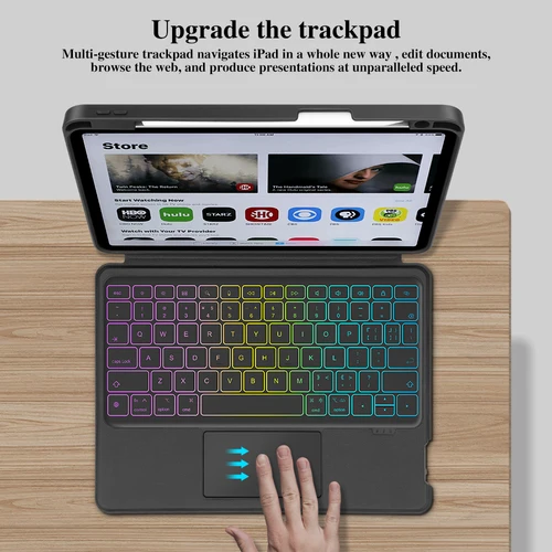 Imagen 2 del producto GOOJODOQ funda con teclado mágico para iPad Pro 11 2024 Air 5 Air 4 iPad 9ta generación funda con teclado RGB desmontable magnético