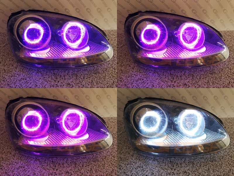 For Volkswagen VW Golf V 5 MK5 GTI Rabbit Jetta R32 RF Remote BT App Ultra Bright Multi Color RGB Led Angel Eyes Kit Halo Rings