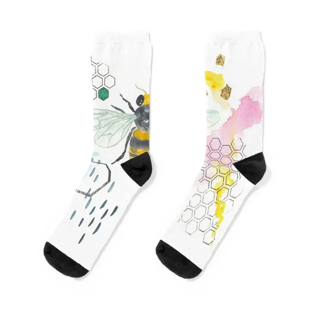 

Honey Bee Abstract Socks Stockings Thermal man winter summer Luxury Woman Socks Men's