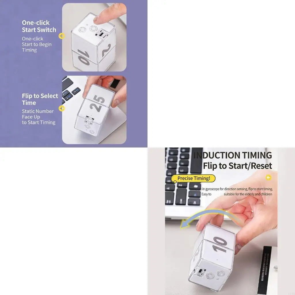 F19B Flipping Gravities Sensors Cubes Timer 10 Presets Rechargeable for Time Management 1-55