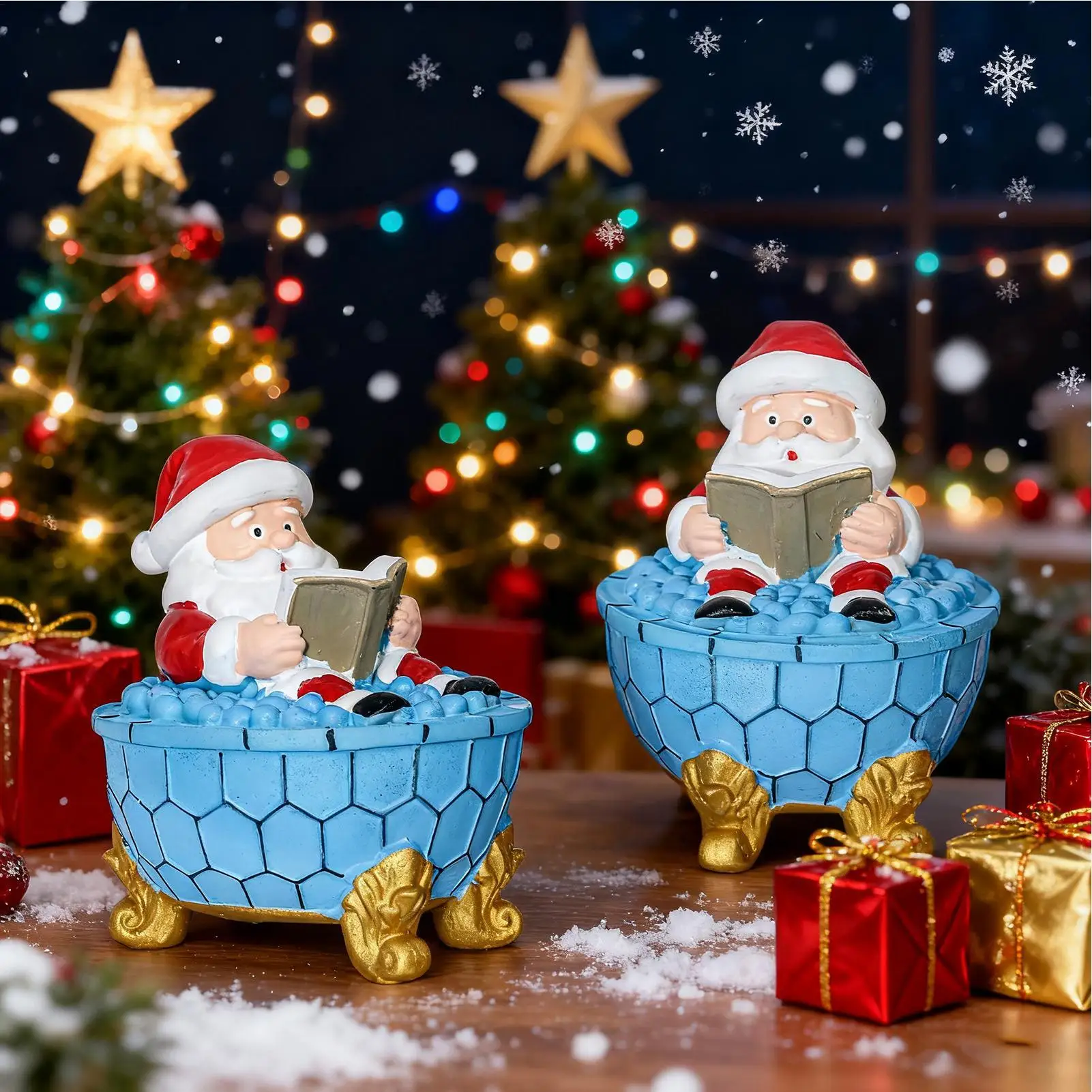 Santa Lights USB Powered LED Ambient Lighting Santa Bubble Bath Desk Lamp For Indoor Desk Table Fireplace Bedroom Living Room