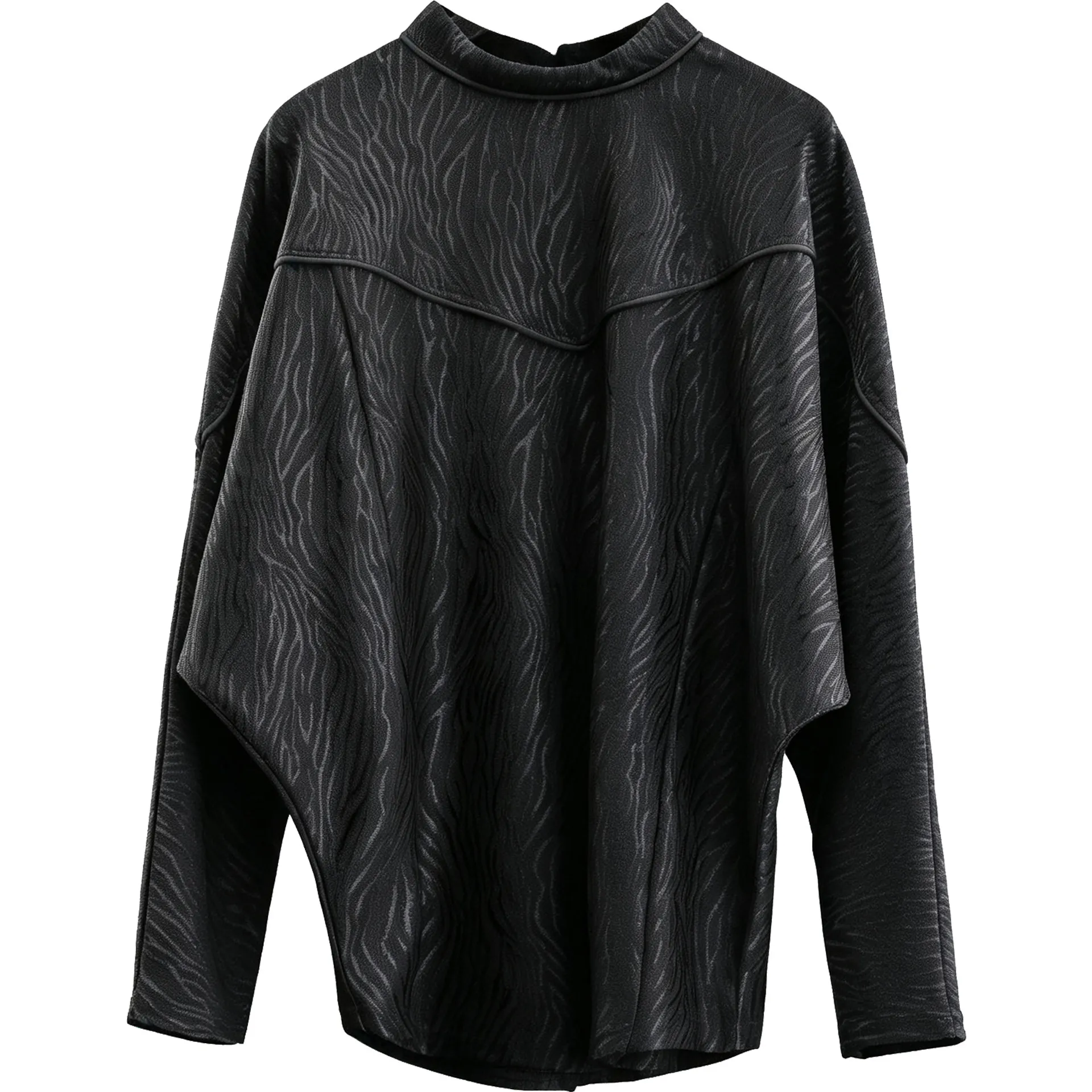 Dark Style Stand Cut Dark Texture Anti-Wrinkle Stand Collar Sweater Men's  Loose Long-Sleeved T-shirt Trendy Ruan Handsome Coat