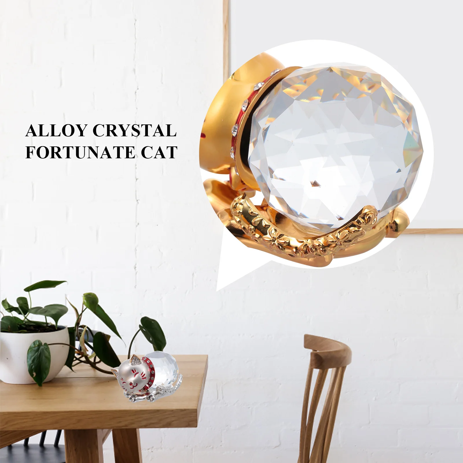 

2Pcs Alloy Crystal Lucky Cat Dashboard Ornaments Money Cat Car Decor Stylish Cute Gift Home Office Decoration Car Interior Decor