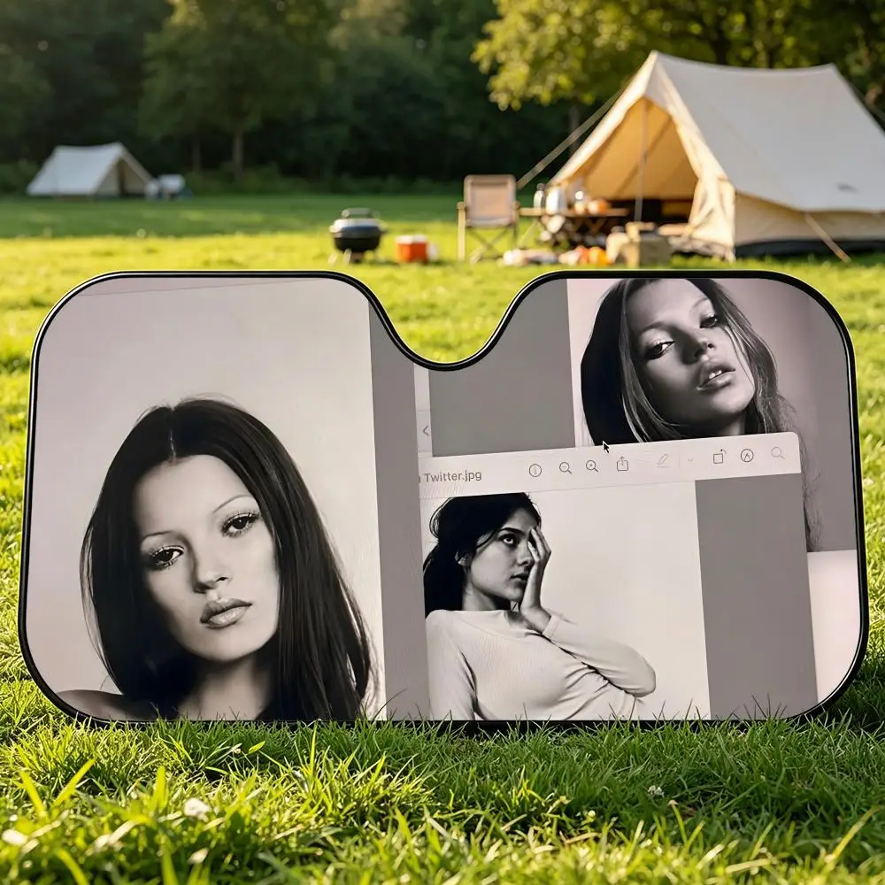 

Simple Casual Iconic British K-Kate Moss Sun Visor Aluminum Foil Car Sun Visor UV Protection Heat Insulation Windshield Cover