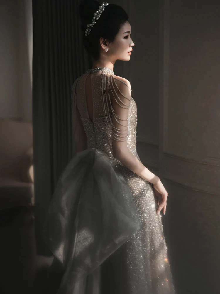 

Ele Hanging Ne Dr Women's High-End Faion 2025 New Year's Ball Host Gown Luxury mat Long Evening Dr