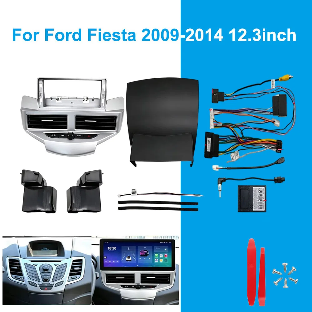 For Ford Fiesta 2009-2014 12.3 Inch Android Car Radio Fascia Navigation Dash Fitting Frame Kit